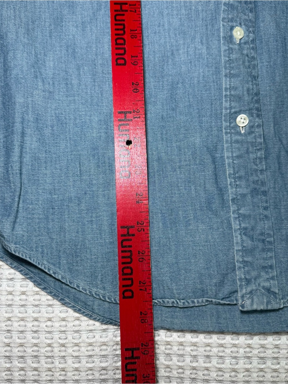 Polo Ralph Lauren Shirt Mens Medium Blue Chambray Button Up Slim Fit Navy Preppy - Picture 6 of 9